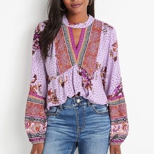 Floral purple tunic blouse. Medium  worn twice